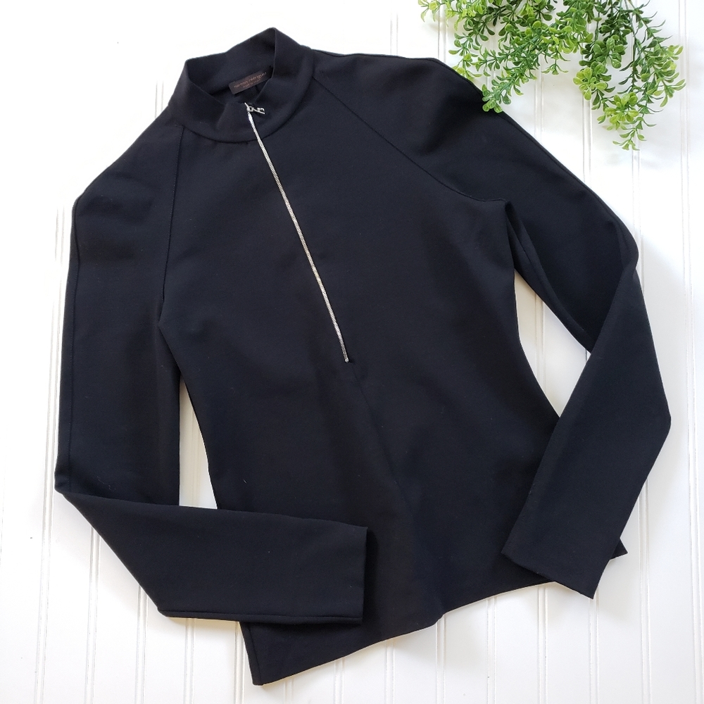 Narciso Rodriguez Pullover Wool Blend 1/2 Zip Sweater Black size 6 Career Wear